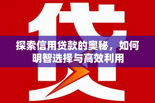 竹南探索信用贷款的奥秘，如何明智选择与高效利用