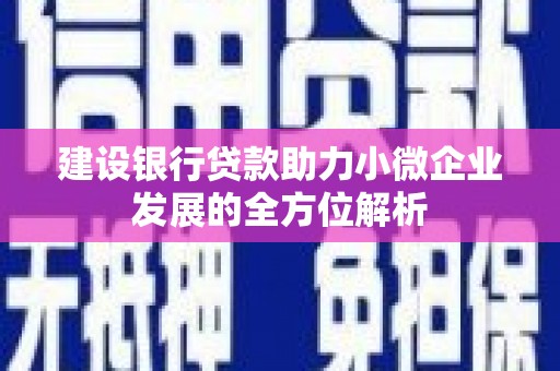 万载建设银行贷款助力小微企业发展的全方位解析